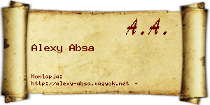Alexy Absa névjegykártya